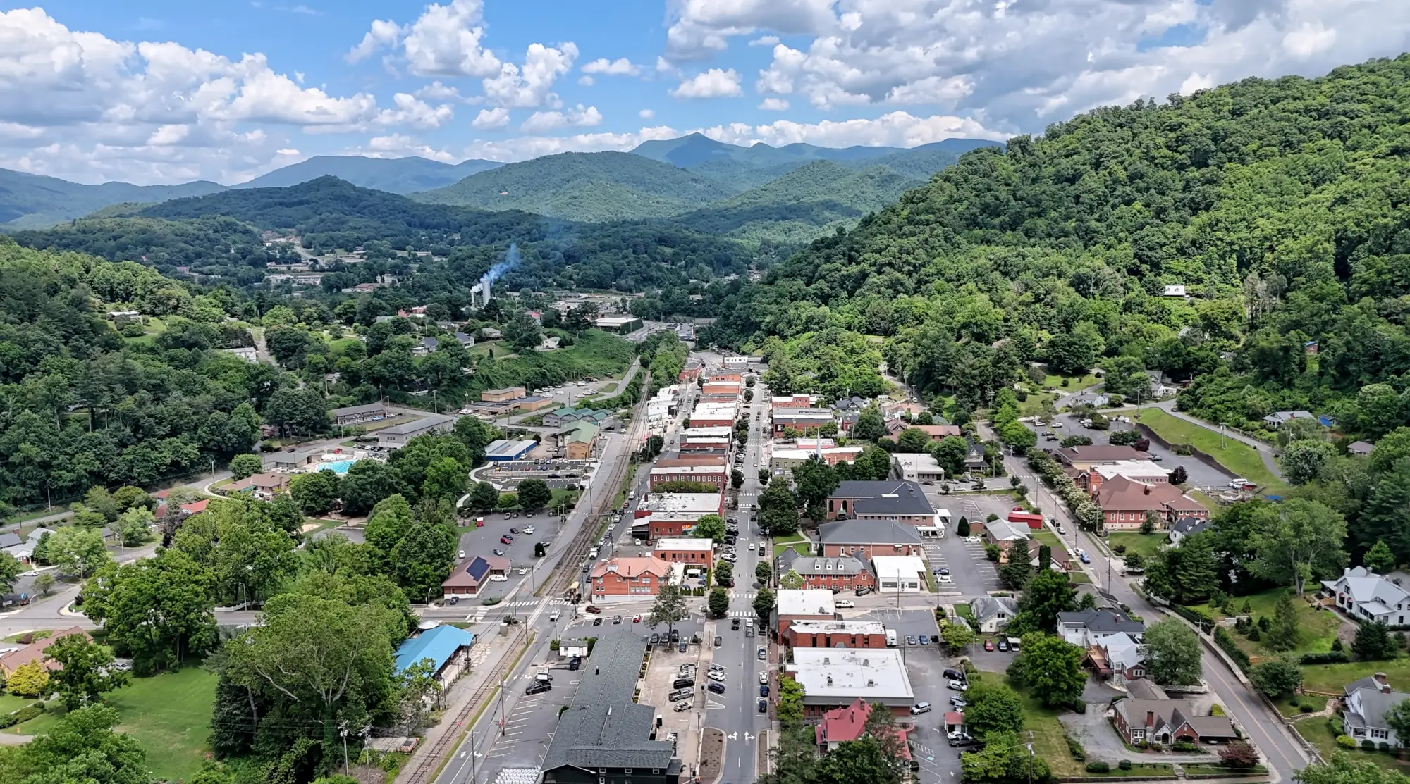 An Overhead photo of the town of Sylva, NC